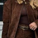 Camurça terno feminino único breasted gola alta jaqueta curta rendas até turn-down colarinho clássico casaco feminino shorts sólidos senhoras