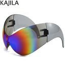 Oversized Y2K Punk One-piece Sunglasses Women Men 2025 Luxury Brand Steampunk Sports Sun Glasses For Lady Windproof Goggle UV400