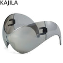 Oversized Y2K Punk One-piece Sunglasses Women Men 2025 Luxury Brand Steampunk Sports Sun Glasses For Lady Windproof Goggle UV400